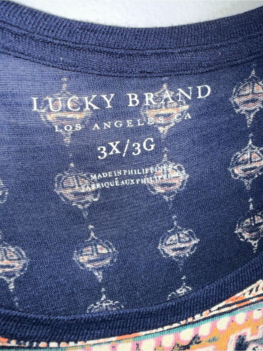 Lucky Brand Short Sleeve Printed T Shirt Tunic Top-Blue-Viscose-Size 3X - Picture 6 of 9